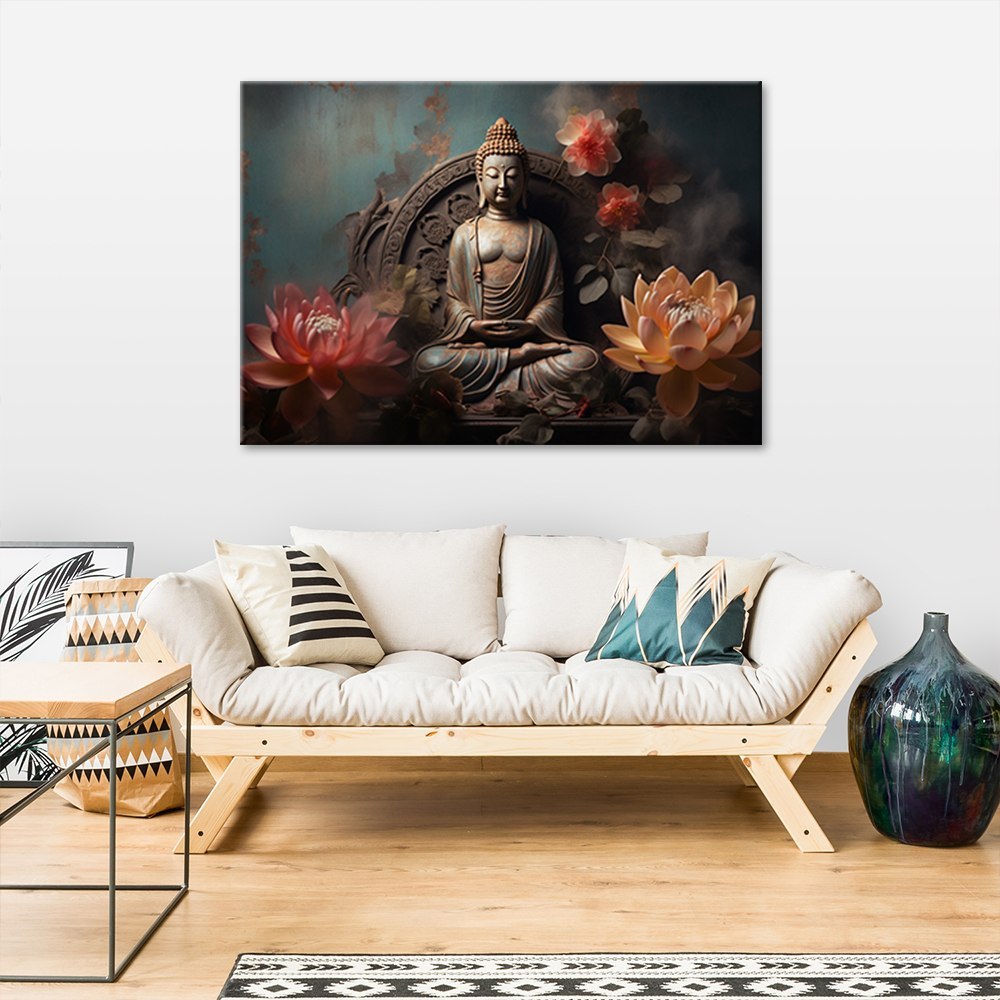 Emaga Obraz na płótnie, Budda Kwiaty Zen - 120x80